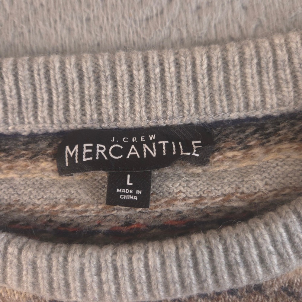 J.Crew Sweater Mens L Fair Isle Lambswool Nylon Crewneck Pullover Mercantile - Picture 3 of 9